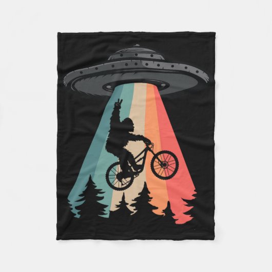 Bigfoot Mountain Bike Ufo Alien Abduction Shirt Fu Fleece Deken (Voorkant)
