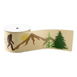 Bigfoot Mountains en Forest Pine Trees Patterned Grosgrain Lint