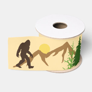 Bigfoot Mountains en Forest Pine Trees Patterned Grosgrain Lint