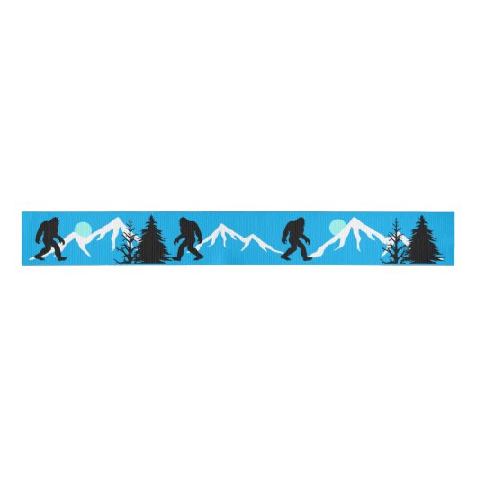 Bigfoot Mountains en Forest Pine Trees Winter Grosgrain Lint (Voorkant)