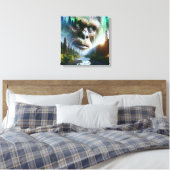Bigfoot, Mountains, River and Forest Canvas Afdruk (Insitu (Slaapkamer))