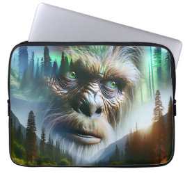 Bigfoot, Mountains, River and Forest Laptop Sleeve