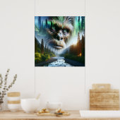 Bigfoot, Mountains, River and Forest Poster (Keuken)