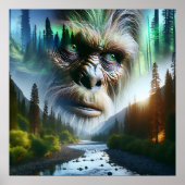 Bigfoot, Mountains, River and Forest Poster (Voorkant)
