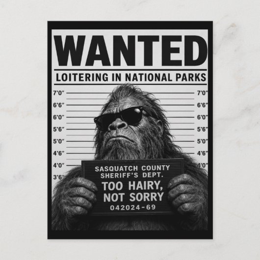 Bigfoot Mugshot Feestdagenkaart (Voorkant)