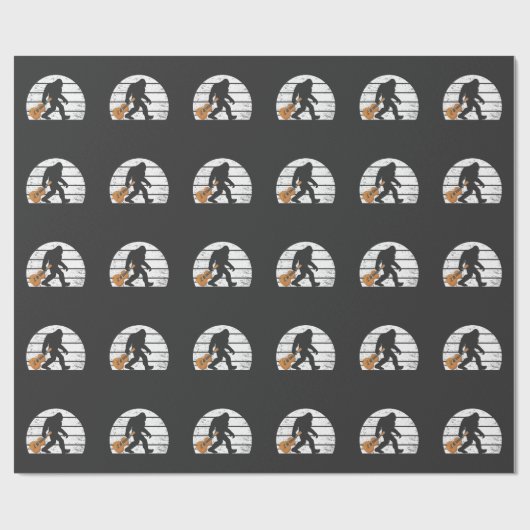 Bigfoot Musician Sasquatch Acoustic Guitar Player Cadeaupapier (Vlak)