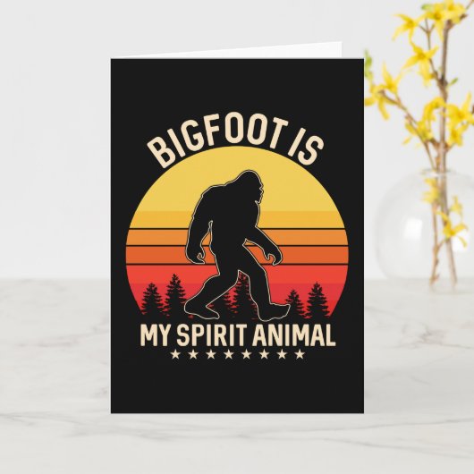 Bigfoot my Spirit Animal | Bigfoot Retro Kaart (Gele Bloem)