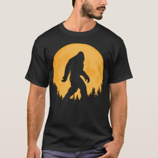 Bigfoot Nacht Minimalistisch Volle Maan Bomen T-shirt