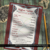 Bigfoot Namen Afdrukbare Halloween Matching Game Feestdagenkaart