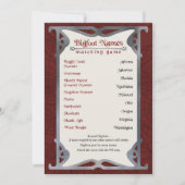 Bigfoot Namen Afdrukbare Halloween Matching Game Feestdagenkaart (Voorkant)