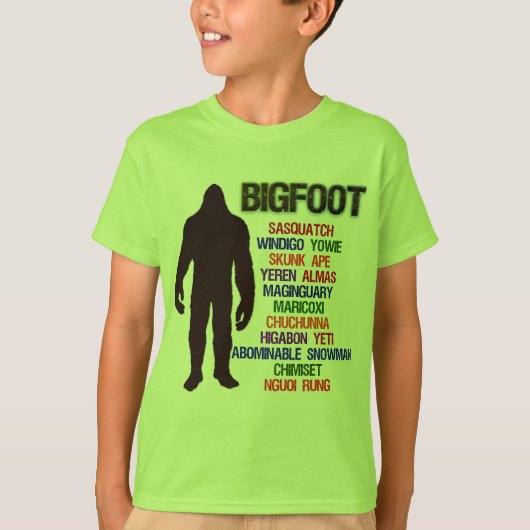 Bigfoot Names T-shirt (Voorkant)