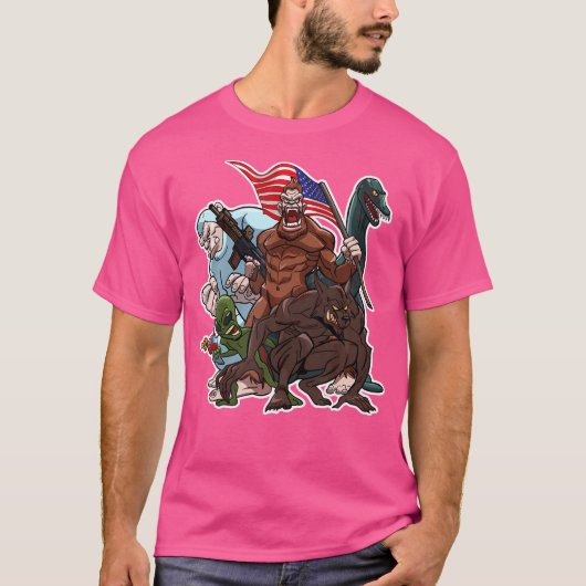 Bigfoot Nessie Alien Weerwolf Cryptid Forces Crypt T-shirt (Voorkant)