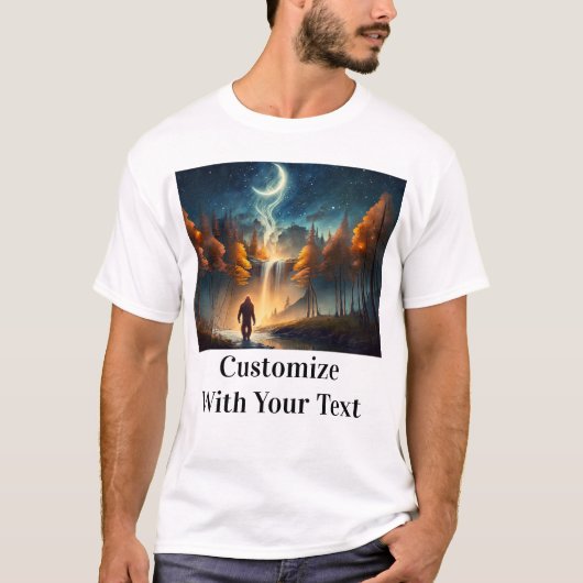 Bigfoot Night Bossen Stars Moon T-shirt (Voorkant)