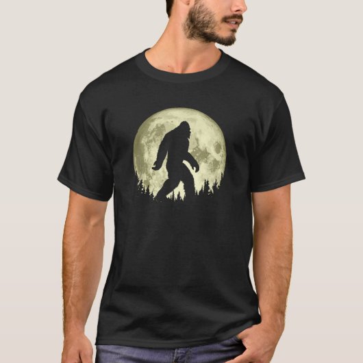 Bigfoot Night Minimalistische Volle Maan Bomen Sas T-shirt (Voorkant)