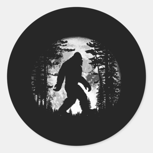 Bigfoot Night Stroll Cool Full Moon & Tree Tunnel Ronde Sticker (Voorkant)