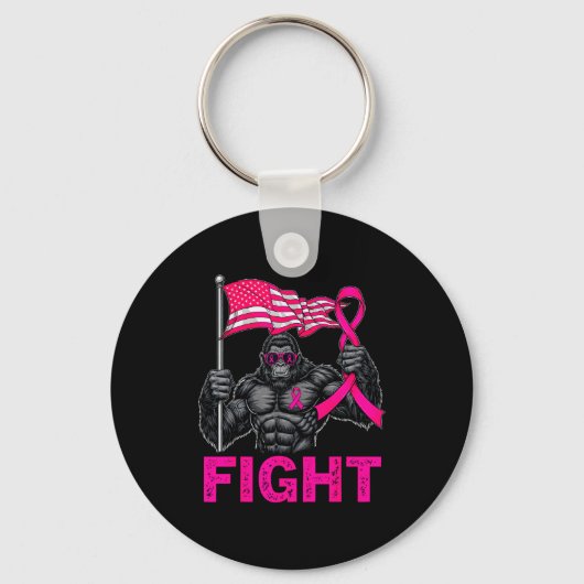 Bigfoot Nk Ribbon Fight Breast Cancer Awareness Me Sleutelhanger (Voorkant)