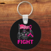 Bigfoot Nk Ribbon Fight Breast Cancer Awareness Me Sleutelhanger (Voorkant)