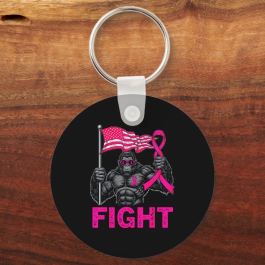 Bigfoot Nk Ribbon Fight Breast Cancer Awareness Me Sleutelhanger (Voorkant)