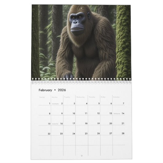 Bigfoot of Sasquatch Cryptid Kalender (Feb 2026)