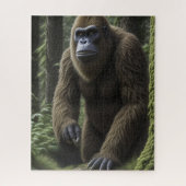 Bigfoot of Sasquatch Squatting door een boom Legpuzzel (Verticaal)