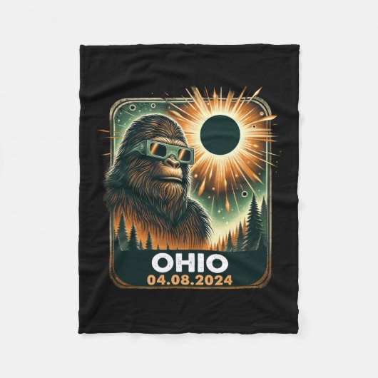 Bigfoot Ohio totale zonsverduistering 2024 met ver Fleece Deken (Voorkant)