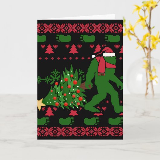 Bigfoot on knit background kaart (Gele Bloem)