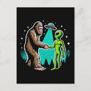 Bigfoot ontmoet buitenaards wezen briefkaart
