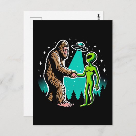Bigfoot ontmoet buitenaards wezen briefkaart (Voorkant / Achterkant)