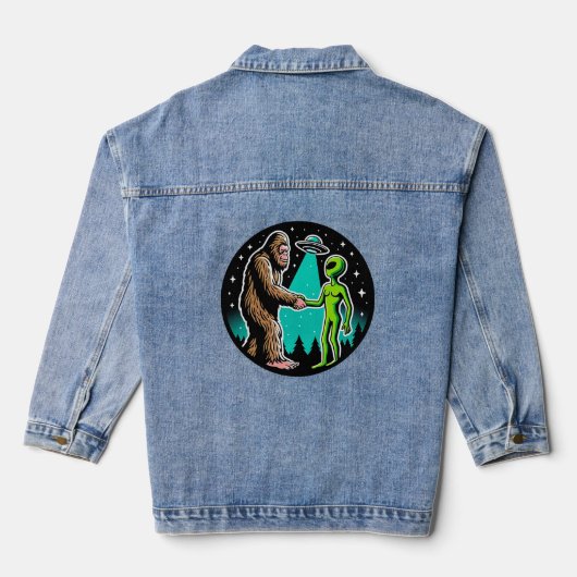 Bigfoot ontmoet buitenaards wezen denim jacket (Achterkant)