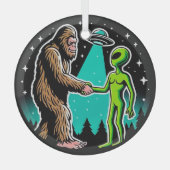 Bigfoot ontmoet buitenaards wezen glas ornament (Voorkant)