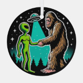Bigfoot ontmoet buitenaards wezen glas ornament (Achterkant)