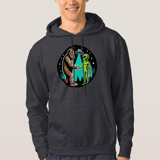 Bigfoot Ontmoet Buitenaards Wezen Hoodie (Voorkant)