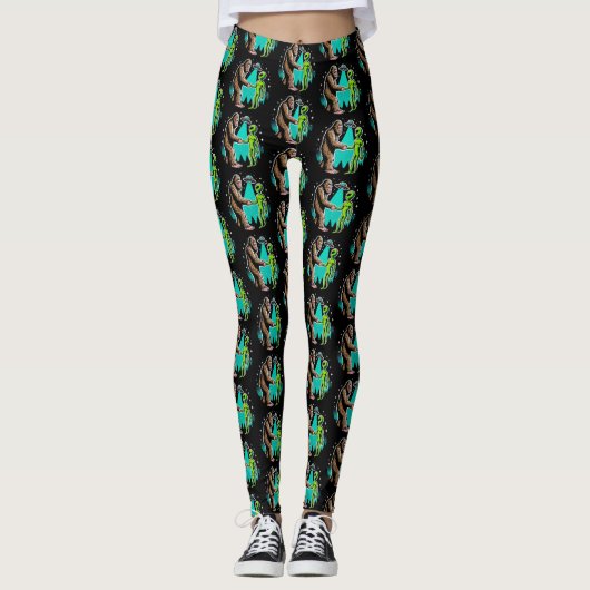Bigfoot ontmoet buitenaards wezen leggings (Voorkant)