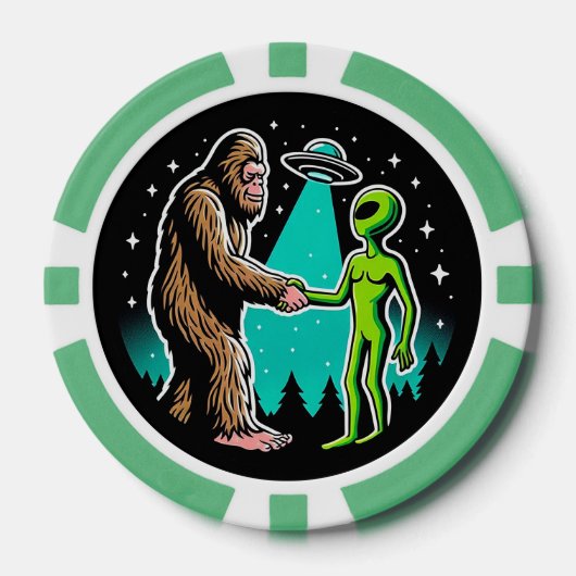 Bigfoot ontmoet buitenaards wezen poker chips (Voorkant)