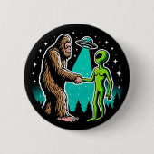 Bigfoot ontmoet buitenaards wezen ronde button 5,7 cm (Voorkant)