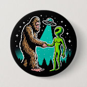 Bigfoot ontmoet buitenaards wezen ronde button 7,6 cm (Voorkant)