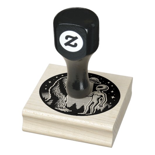 Bigfoot ontmoet buitenaards wezen rubberstempel (Stempel)