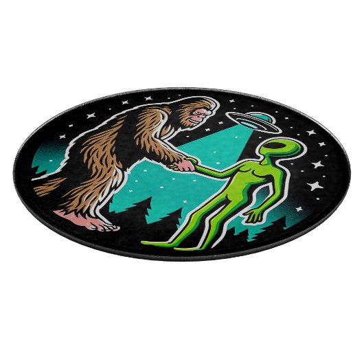 Bigfoot ontmoet buitenaards wezen snijplank (Hoek)