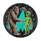 Bigfoot ontmoet buitenaards wezen snijplank (Voorkant)