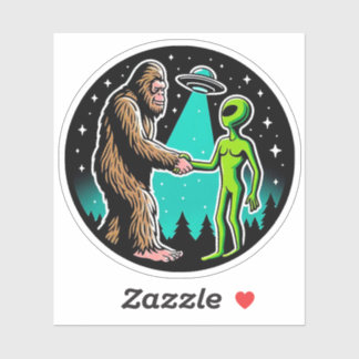 Bigfoot ontmoet buitenaards wezen sticker