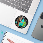 Bigfoot ontmoet buitenaards wezen sticker (Laptop met iPhone)