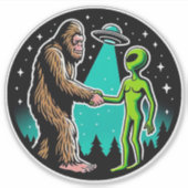 Bigfoot ontmoet buitenaards wezen sticker (Voorkant)