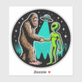Bigfoot ontmoet buitenaards wezen sticker (Vel)