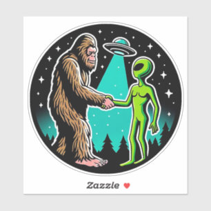 Bigfoot ontmoet buitenaards wezen sticker