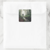 Bigfoot Ontmoeting in de mist Vierkante Sticker (Tas)