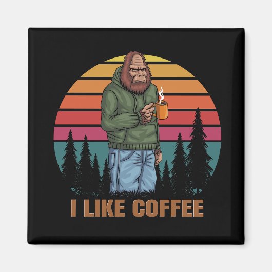 Bigfoot ontspannende drink koffie retro magneet (Voorkant)