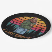 Bigfoot ontspannende drink koffie retro papieren bordje (Gekanteld)