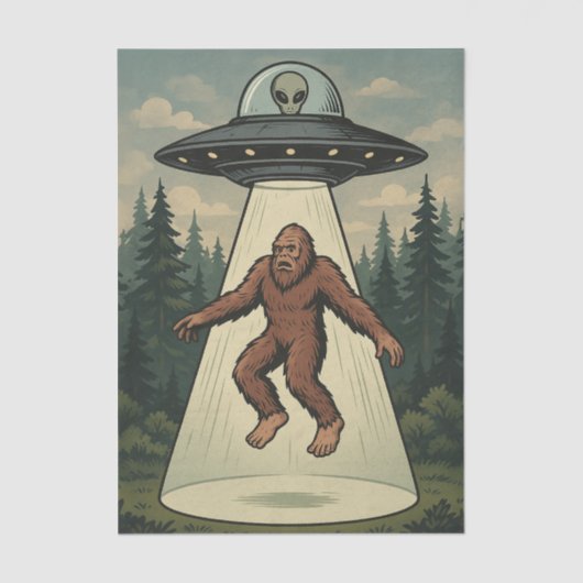 Bigfoot Ontvoering UFO Alien Decoupage Tissue Pape Tissuepapier (Voorkant)