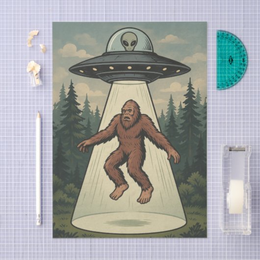 Bigfoot Ontvoering UFO Alien Decoupage Tissue Pape Tissuepapier (Craft)
