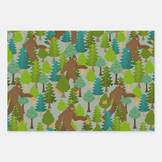 Bigfoot op de Losse Leuke Cartoon Sasquatch Inpakpapier Vel (Voorkant 2)